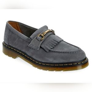 DR. MARTENS ADRIAN SNAFFLE FRINGE BIT WASHED DENIM TUMBLED NUBUCK LOAFER US7/UK6
